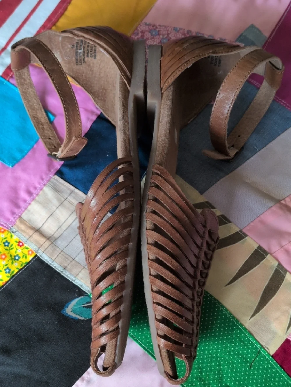 Seychelles Cognac Braided Leather Ankle-Strap Sandals